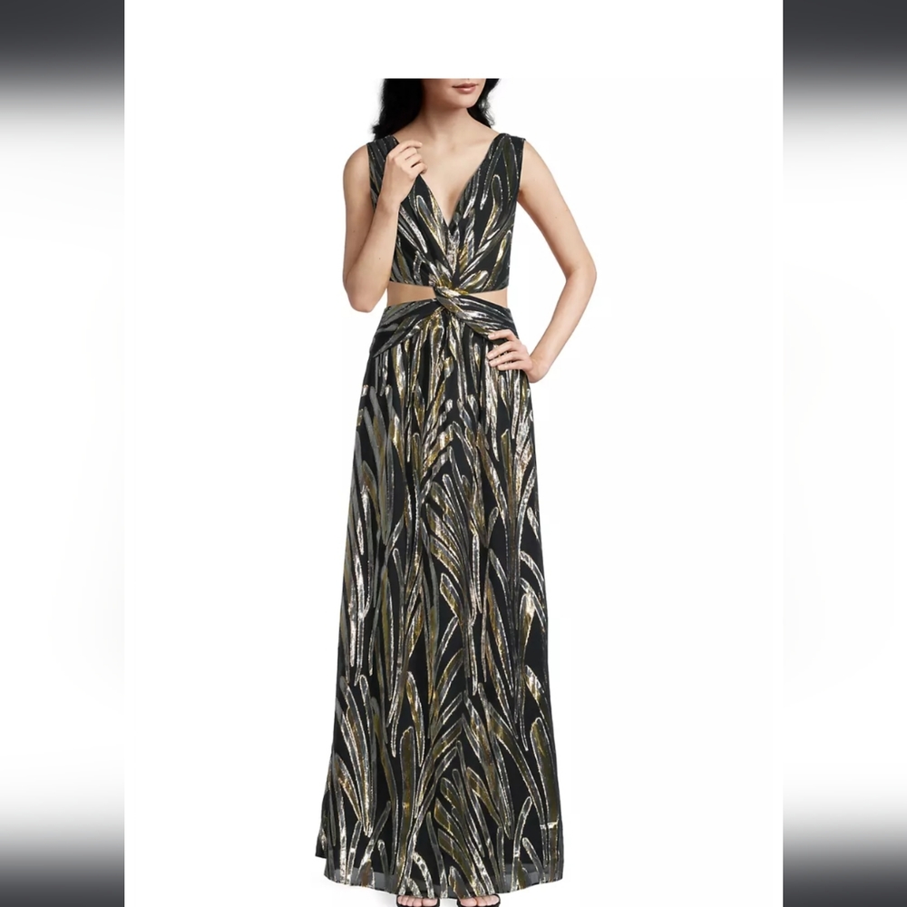 Ramy BrookIrene Twisted Metallic-Jacquard Gown sz-2 nwt